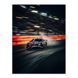 "Artery8 Wall Art Print Sports Car Challenge Motorsport Racing Circuit For Him Man Cave Artwork Poster in Black - Size: W24"" x H32""" - thumbnail 1