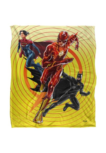 Warner Brothers The Flash Batman Supergirl Team Silky Touch Super Soft Throw Blanket in White - image 1