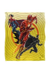 Warner Brothers The Flash Batman Supergirl Team Silky Touch Super Soft Throw Blanket in White - thumbnail 1