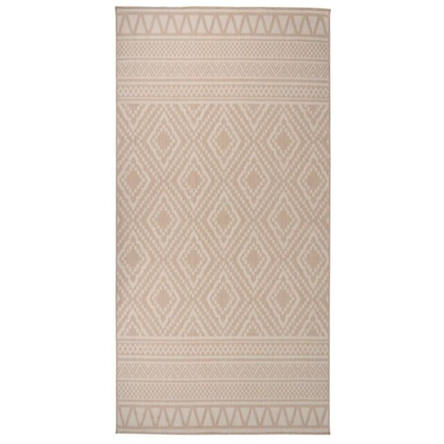 Berkfield Home Outdoor Flatweave Rug 100x200 cm Brown Stripes - Size: Medium - image 1