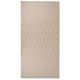 Berkfield Home Outdoor Flatweave Rug 100x200 cm Brown Stripes - Size: Medium