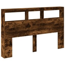 Berkfield Home Headboard Cabinet with LED Smoked Oak 160x17x102 cm in Brown - Size: 160 x 17 x 102 cm - thumbnail 3