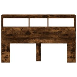 Berkfield Home Headboard Cabinet with LED Smoked Oak 160x17x102 cm in Brown - Size: 160 x 17 x 102 cm - thumbnail 6