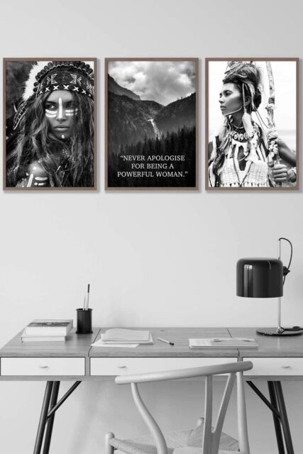 ARTZE Warrior Women Photo Art Quote Framed Wall Art - Medium in Walnut - Size: W45 cm x H62 cm x D20mm - image 1