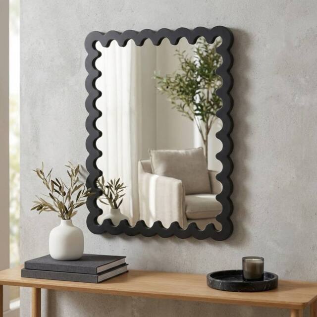 Garden Greatness Urban Wavy Style Framed Mirror in Black - image 1