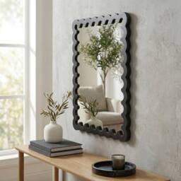 Garden Greatness Urban Wavy Style Framed Mirror in Black - thumbnail 2