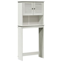 Berkfield Home Washing Machine Cabinet with Shelf with Storage with Door White Solid pine wood - thumbnail 2