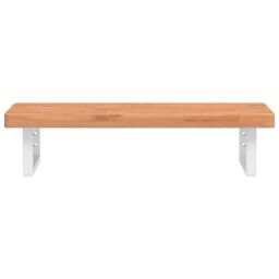 Berkfield Home Basin Shelf Wall Mounted Steel & Solid Wood Beech in Brown - thumbnail 4