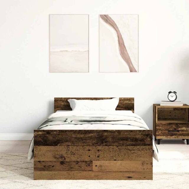 Berkfield Home Durable Bed Frame without Mattress Old Wood 90x200 cm Engineered Wood in Brown - image 1