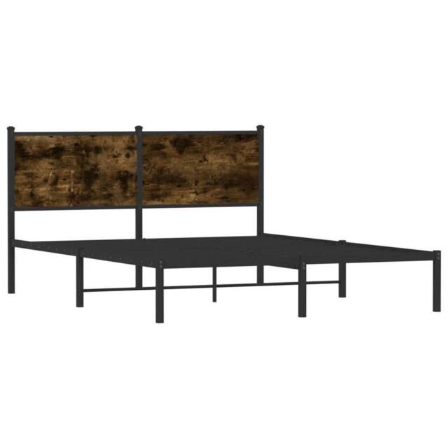 Berkfield Home Metal Bed Frame without Mattress Smoked Oak 140x190 cm in Brown - image 1