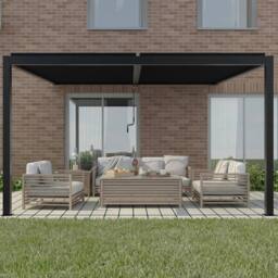 Primrose Living Deluxe Charcoal Wall Mounted Veranda with Louvered Shutter Roof 4m x 3m - thumbnail 7