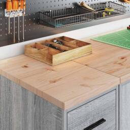 Berkfield Home Garage Storage Cabinet Grey Sonoma 30x51x85 cm Solid Wood Pine - Size: 30 x 51 x 85 cm - thumbnail 3