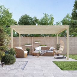 Rutland County Garden Furniture Ltd Box Pergola - Wood - L420 x W480 x H270 cm - Light Green - thumbnail 2