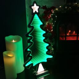 Samuel Alexander 60cm Light up Christmas Tree Infinity Decoration with Green LEDs on Metal Base