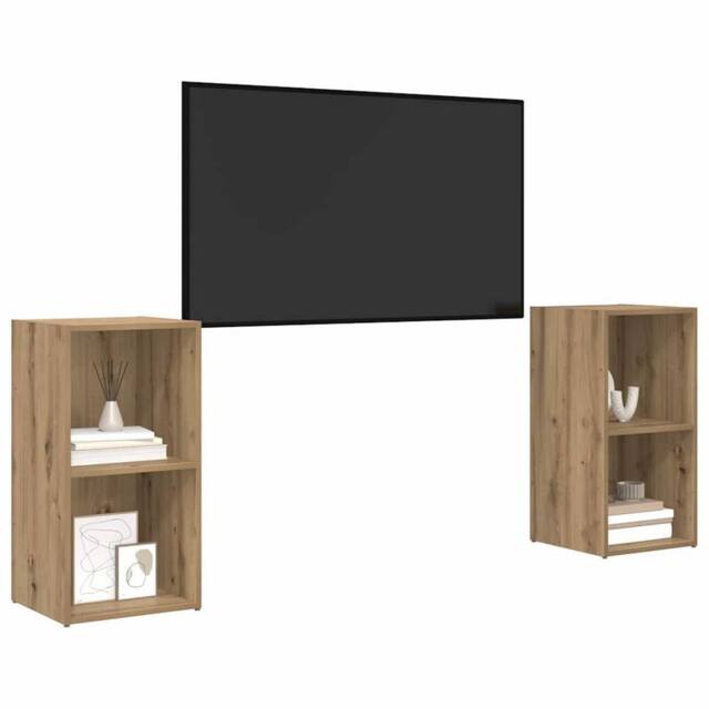 Berkfield Home Decorative with Shelf 2 pcs Artisan oak 72 x 35 x 36.5 cm Enginee in Brown - image 1