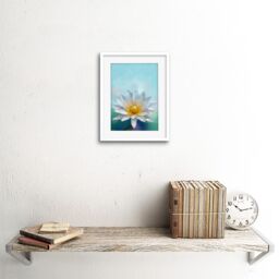 "Artery8 Wall Art Print Flower Lotus Painting Art Framed 9x7 inch in White - Size: W7"" x H9""" - thumbnail 2