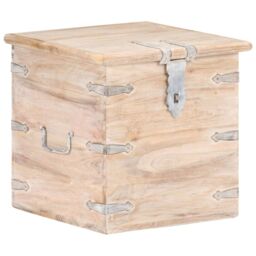 Berkfield Home Chest 40x40x40 cm Solid Acacia Wood in Brown - Size: 40 x 40 x 40 cm - thumbnail 1