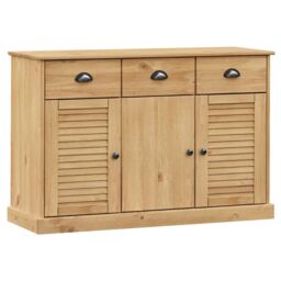 Berkfield Home Sideboard with Drawers VIGO 113x40x75 cm Solid Wood Pine in Brown - Size: 113 x 40 x 75 cm - thumbnail 2