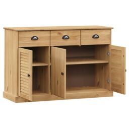 Berkfield Home Sideboard with Drawers VIGO 113x40x75 cm Solid Wood Pine in Brown - Size: 113 x 40 x 75 cm - thumbnail 4