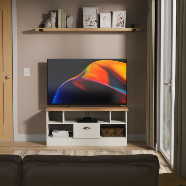 Ready Assembled 2 U Albert 1 Drawer TV & Media Unit (Ready Assembled) in Cream - Size: Large - image 1