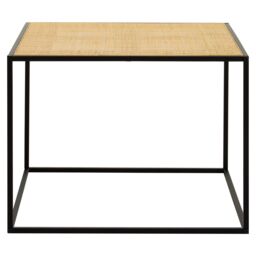 Orsina Natural Rattan Top Coffee Table, Black Metal Frame Coffee Table, Versatile Coffee Table for Home, Indoor