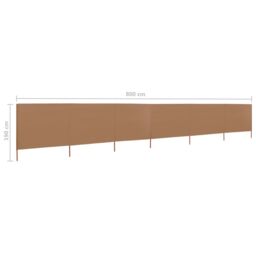 Berkfield Home 6-panel Wind Screen Fabric 800x160 cm Taupe in Beige - thumbnail 6