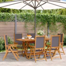 Berkfield Home Reclining Garden Chairs 6 pcs Anthracite Fabric & Solid Wood - thumbnail 2