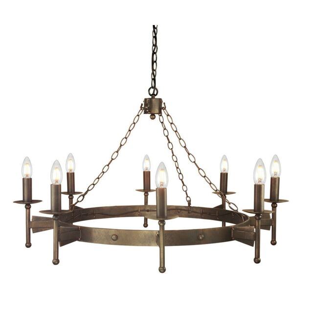 Loops 8 Bulb Chandelier Hanging Pendant LIght Old Bronze LED E14 60W Bulb