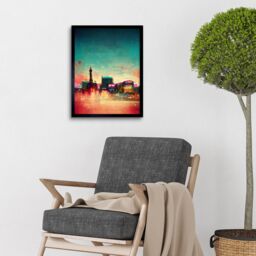 "Artery8 Wall Art Print Modern Las Vegas Skyline Colourful Acrylic Cityscape Art Framed in Black - Size: W12"" x H16""" - thumbnail 2