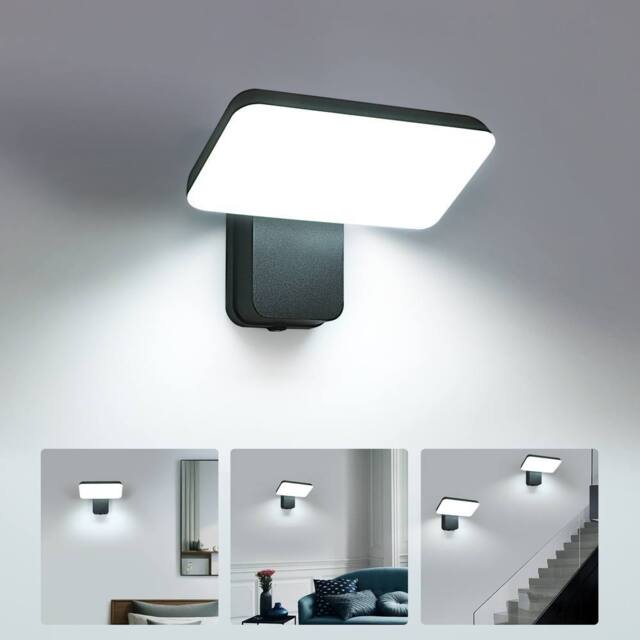 Pheashine Black Adjustable LED Outdoor Wall Light, 16W 6000K Cool White, 20cm - image 1