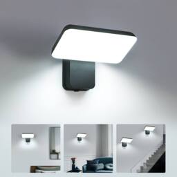 Pheashine Black Adjustable LED Outdoor Wall Light, 16W 6000K Cool White, 20cm - thumbnail 1