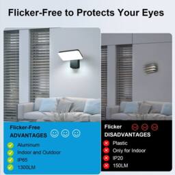 Pheashine Black Adjustable LED Outdoor Wall Light, 16W 6000K Cool White, 20cm - thumbnail 3