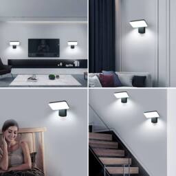 Pheashine Black Adjustable LED Outdoor Wall Light, 16W 6000K Cool White, 20cm - thumbnail 4