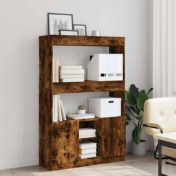 Berkfield Home Highboard¬†Smoked Oak 92x33x140 cm Engineered Wood in Brown - Size: 92 x 33 x 140 cm - thumbnail 3