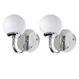 EONLION 2Modern Chrome Globe LED Bathroom Wall Lights IP44 Low Energy Lighting in White - thumbnail 1