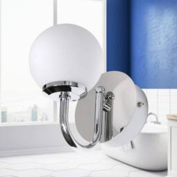 EONLION 2Modern Chrome Globe LED Bathroom Wall Lights IP44 Low Energy Lighting in White - thumbnail 3