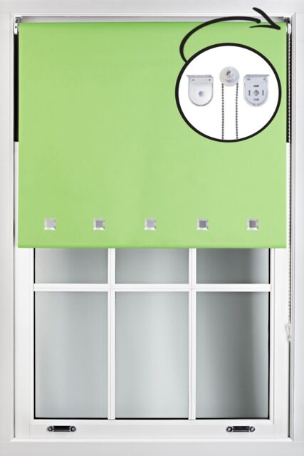 Furnished Lime Green Blackout Roller Blind with Chrome Square Eyelets & Metal Fittings - Size: 175 cm width x 165 cm drop - image 1