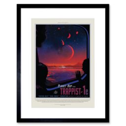 "Artery8 Wall Art Print NASA Space Travel Advert Trappist 1E Artwork Framed 9X7 Inch in Black - Size: W7"" x H9""" - thumbnail 1