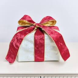 Melody Maison Large Red & Gold Velvet Wired Ribbon - 270cm (2.7m / 106.3')