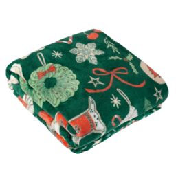 Furn Festive Trees Fleece Throw in Emerald - Size: 140 cm x 180 cm - thumbnail 2