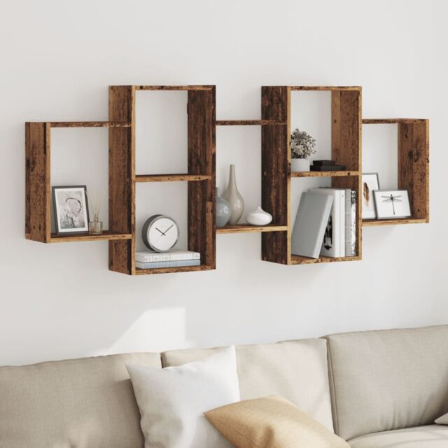 Berkfield Home Wall Shelf Old Wood 159x18x65 cm Engineered Wood in Brown - Size: 159 x 18 x 65 cm - image 1