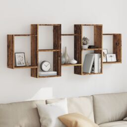 Berkfield Home Wall Shelf Old Wood 159x18x65 cm Engineered Wood in Brown - Size: 159 x 18 x 65 cm - thumbnail 1