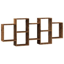 Berkfield Home Wall Shelf Old Wood 159x18x65 cm Engineered Wood in Brown - Size: 159 x 18 x 65 cm - thumbnail 2