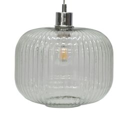 First Choice Lighting Set of 2 Batley Large - Clear Ribbed Glass Easy Fit Pendant Shades - thumbnail 2