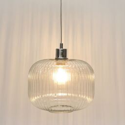 First Choice Lighting Set of 2 Batley Large - Clear Ribbed Glass Easy Fit Pendant Shades - thumbnail 3