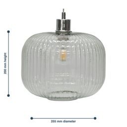 First Choice Lighting Set of 2 Batley Large - Clear Ribbed Glass Easy Fit Pendant Shades - thumbnail 6