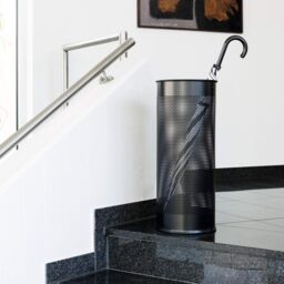 Durable Modern Perforated Steel Umbrella Stand - 29 Litre Black - Size: Medium - thumbnail 3