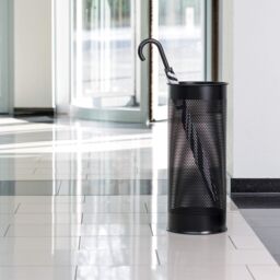 Durable Modern Perforated Steel Umbrella Stand - 29 Litre Black - Size: Medium - thumbnail 4
