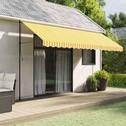 Berkfield Home Replacement Fabric for Awning Valance Yellow & White Stripe 4.5 m - thumbnail 1