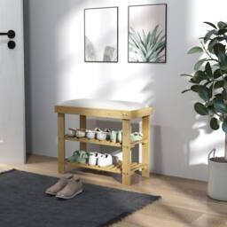Wyld Haus Fisuso 60cm Bamboo Shoe Bench Cream White with Cushioned Seat in Natural - thumbnail 7
